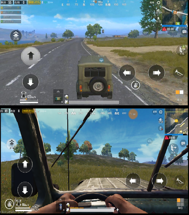 First Image: TPP (Third person perspective in PUBG Mobile)
Second Image: FPP (First person perspective in PUBG Mobile)